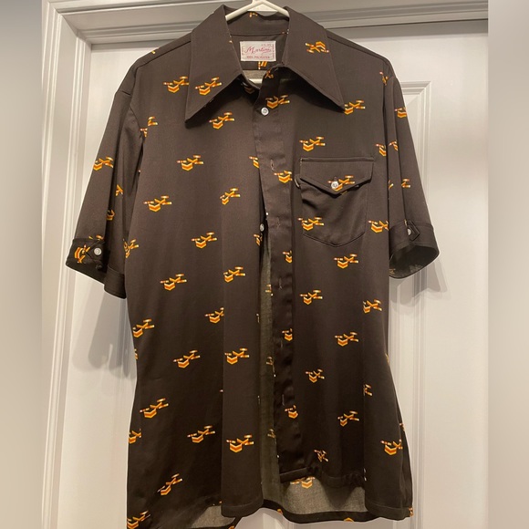 Vintage 1970s Martini Men’s Button Down Short-Sleeve Shirt 100% Polyester - Picture 2 of 2